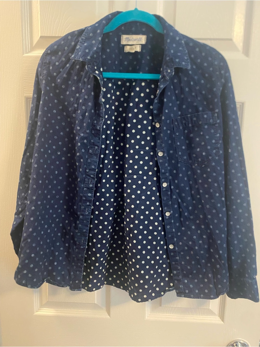 Madewell Navy Denim Polka Dot Button-Down Shirt